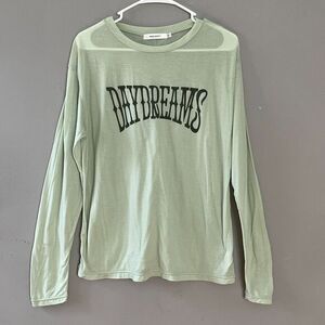 Moussy DAYDREAMS Long Sleeve T-Shirt‎ Semi-Sheer Lightweight Green One Size